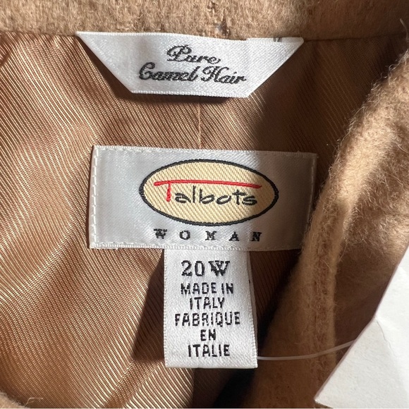 NWT Pure Camel Hair Italian Vintage Talbots Tan Coat Buttons + Pockets Size 20W - Picture 8 of 10